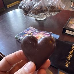 Chocolate heart filled with peanut butter made with Cacao from South America. Chocolate heart filled with peanut butter made with Cacao from South America.