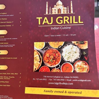 Taj Grill - Menu 5/2022 - Indian Near Me - Vallejo, California Taj Grill - Menu 5/2022 - Indian Near Me - Vallejo, California