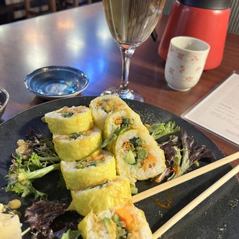 MaguroGuy - a plate of sushi and a glass of wine - Japanese Near Me - Surrey, British Columbia