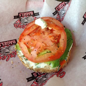 Shirley's Bagels - CTA with chive cream cheese on whole wheat everything bagel!! - Bagels Near Me - Costa Mesa, California Shirley's Bagels - CTA with chive cream cheese on whole wheat everything bagel!! - Bagels Near Me - Costa Mesa, California