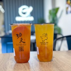 Grapefruit Green Tea w/ Agar Bubble Passionfruit Yakult w/ Tea Jelly