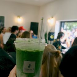 Matcha latte with macadamia nut milk! & music