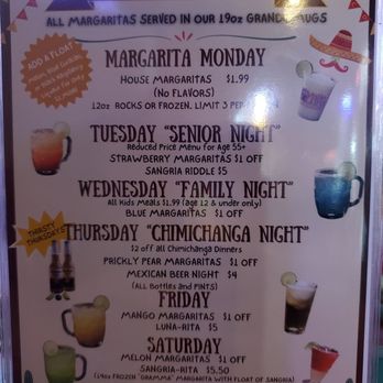 Valle Luna - A fairly new flip chart menu on the tables and bar.  Lots of drink suggestions, menu items, daily specials, Happy Hour items, and more. - Mexican Near Me - Chandler, Arizona