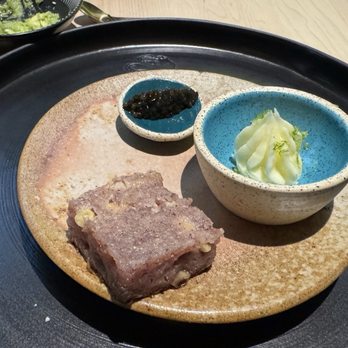 Chicano Nuevo - Blue corn masa and mochi cake with caviar, lime zest cultured butter - Mexican Near Me - San Francisco, California Chicano Nuevo - Blue corn masa and mochi cake with caviar, lime zest cultured butter - Mexican Near Me - San Francisco, California