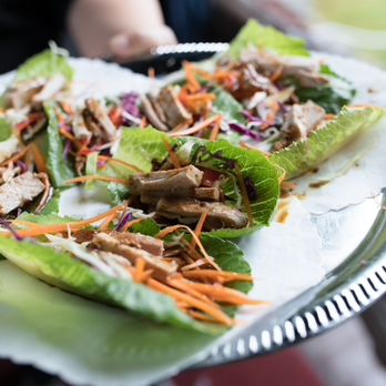 MadeByRK - Asian lettuce wrap with tamari-garlic roast pork. Photo by Jason Rhee Photography. - Caterers Near Me MadeByRK - Asian lettuce wrap with tamari-garlic roast pork. Photo by Jason Rhee Photography. - Caterers Near Me