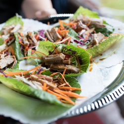 MadeByRK - Asian lettuce wrap with tamari-garlic roast pork. Photo by Jason Rhee Photography.