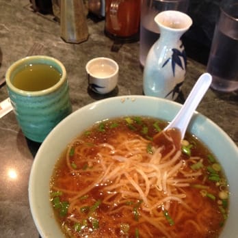 Toshi's Ramen - Shoyu plain, sake, and hot tea. - Ramen Near Me - Eugene, Oregon