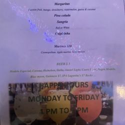 The Tequila River - Happy hour menu