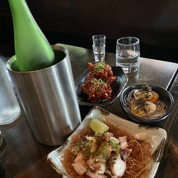 SUSHI DOKKU Japanese Restaurant - Sake, wings, octopus and a deviled egg - Sushi Bars Near Me - Chicago, Illinois