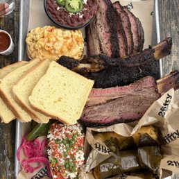 Esquite, brisket, ribs, chili, Mac and cheese