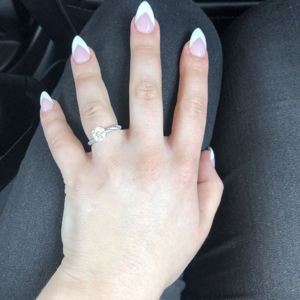 Glamour Nails - Full set, almond shaped, chevron french tips - Nail Salons Near Me - Burlington, Massachusetts Glamour Nails - Full set, almond shaped, chevron french tips - Nail Salons Near Me - Burlington, Massachusetts