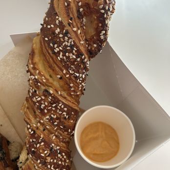 Somedays Bakery - Everything pretzel with Dijon mustard - Bakeries Near Me - Astoria, New York Somedays Bakery - Everything pretzel with Dijon mustard - Bakeries Near Me - Astoria, New York