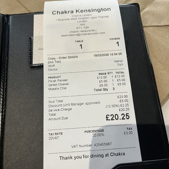 Chakra - My bill - Indian Near Me - London, XGL Chakra - My bill - Indian Near Me - London, XGL