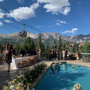 Mountain Lodge Telluride - Pool deck cocktail hour / dinner views - Ski Resorts Near Me - Telluride, Colorado Mountain Lodge Telluride - Pool deck cocktail hour / dinner views - Ski Resorts Near Me - Telluride, Colorado