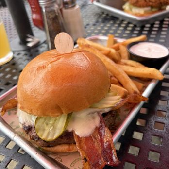 OTB at the Boathouse - Dirt Rag Delight Burger and fries - American Near Me - Allison Park, Pennsylvania