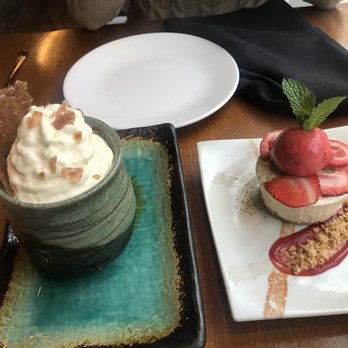 Roka Akor - Chicago - Green Tea Custard and jasmine cheesecake - Sushi Bars Near Me - Chicago, Illinois Roka Akor - Chicago - Green Tea Custard and jasmine cheesecake - Sushi Bars Near Me - Chicago, Illinois