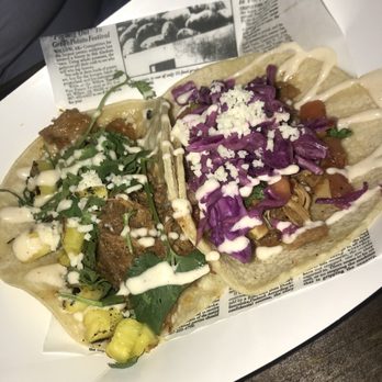 Exit One Taproom - Pastoreado(carnitas) taco on the Left Carnitas taco on the right - Beer Bar Near Me - Florida City, Florida Exit One Taproom - Pastoreado(carnitas) taco on the Left Carnitas taco on the right - Beer Bar Near Me - Florida City, Florida