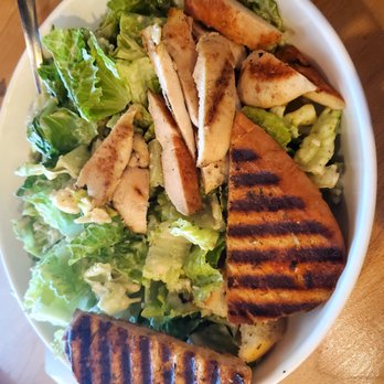 Euro Cafe - Classic Cesar Salad with grilled chicken and two pieces of toast. - Portuguese Near Me - Claremont, California Euro Cafe - Classic Cesar Salad with grilled chicken and two pieces of toast. - Portuguese Near Me - Claremont, California