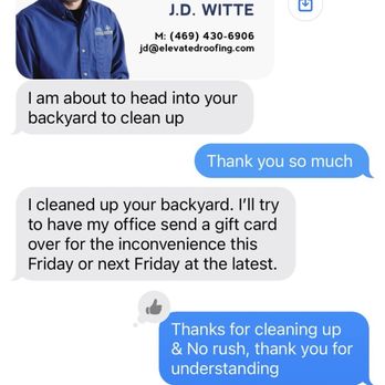 Elevated Roofing - A month later, left on read. Even contacted their website 4 days ago, no response even though they said they would within 24 hrs. - Roofing Near Me - Frisco, Texas Elevated Roofing - A month later, left on read. Even contacted their website 4 days ago, no response even though they said they would within 24 hrs. - Roofing Near Me - Frisco, Texas