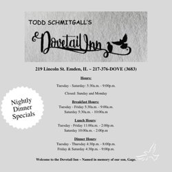 Dovetail - Our hours