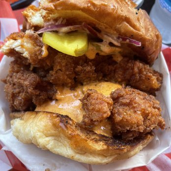 Fat Cheeks Hawaii - Chicken Sandwich (can be made spicy if requested). One pictured here is spicy - Sandwiches Near Me - Honolulu, Hawaii Fat Cheeks Hawaii - Chicken Sandwich (can be made spicy if requested). One pictured here is spicy - Sandwiches Near Me - Honolulu, Hawaii