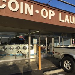 Coin-Op Laundry - The front of laundry mat.