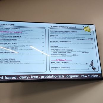 Niu Life Kitchen - Menu as of 2/29/2024 - Health Markets Near Me - Wailuku, Hawaii