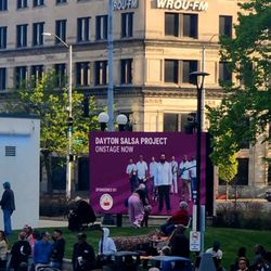 Levitt Pavilion Dayton - Video board. Bring your chairs for seating