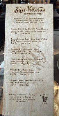 Menu photo 1 Little Victories Coffee Roasters Ottawa, ON Menu photo 1 Little Victories Coffee Roasters Ottawa, ON