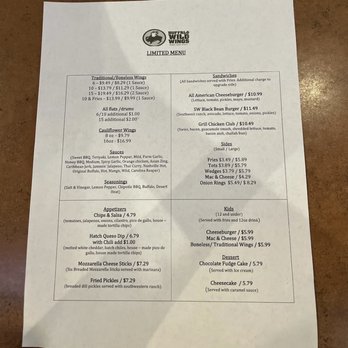 Buffalo Wild Wings - "LIMITED MENU" - minus traditional wings - American Near Me - Hickory, North Carolina