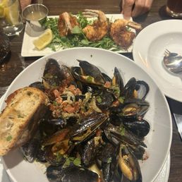 Mussels and coconut shrimp