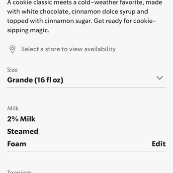 Starbucks - Snickerdoodle hot chocolate ( - Coffee & Tea Near Me - Santa Clara, California