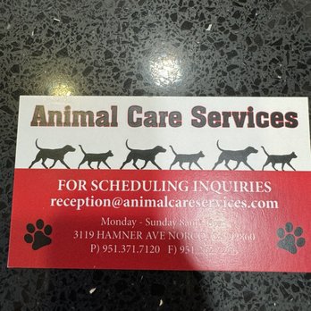Animal Care Services - Business card - Veterinarians Near Me - Norco, California Animal Care Services - Business card - Veterinarians Near Me - Norco, California
