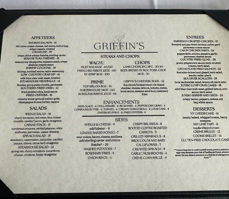 Menu photo 3 Griffin's Steakhouse Martinez, GA Menu photo 3 Griffin's Steakhouse Martinez, GA