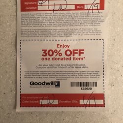 Get the donation receipt when you drop off items & you'll receive a coupon!