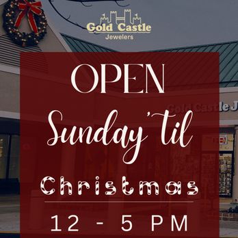 Gold Castle Jewelers - We're normally open Monday-Saturday, and now we're adding Sunday, Dec 14 & Dec 21 (12-5 PM) until Christmas!
Stop by for holiday jewelry - Jewelry Near Me - Silver Spring, Maryland Gold Castle Jewelers - We're normally open Monday-Saturday, and now we're adding Sunday, Dec 14 & Dec 21 (12-5 PM) until Christmas!
Stop by for holiday jewelry - Jewelry Near Me - Silver Spring, Maryland