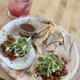 two tacos and a drink two tacos and a drink