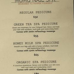 Pedicure treatment details (January 2023)
