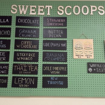 Sweet Scoops Homemade Ice Cream - Menu - Ice Cream & Frozen Yogurt Near Me - Fullerton, California Sweet Scoops Homemade Ice Cream - Menu - Ice Cream & Frozen Yogurt Near Me - Fullerton, California