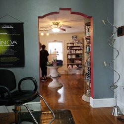 Azario Salon and Day Spa - Interior view. Lots of great cosmetic and hair care products.