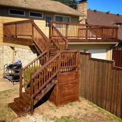 Walker Custom Exteriors - Second story wooden deck with stairs