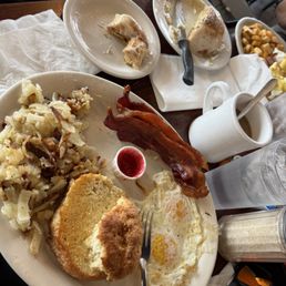 My basic breakfast, great griddle biscuit and cinnamon roll My basic breakfast, great griddle biscuit and cinnamon roll