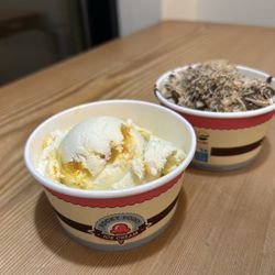Rocky Point Ice Cream - Mango sticky rice & Dubai chocolate sundae (vanilla pistachio ice cream with chocolate and sprinkle of crisp kataifi)