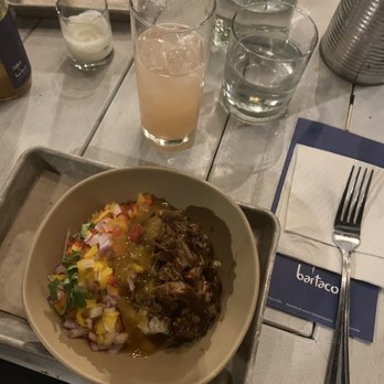 Bartaco - Paloma with fresh grapefruit juice and a duck rice bowl! - Tacos Near Me - Raleigh, North Carolina