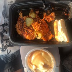 KFC - Nashville hot chicken tenders with mashed potatoes and gravy