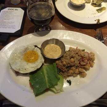 Doc B's Restaurant + Bar - Wedge burger no bun with quinoa salad. - New American Near Me - Chicago, Illinois Doc B's Restaurant + Bar - Wedge burger no bun with quinoa salad. - New American Near Me - Chicago, Illinois