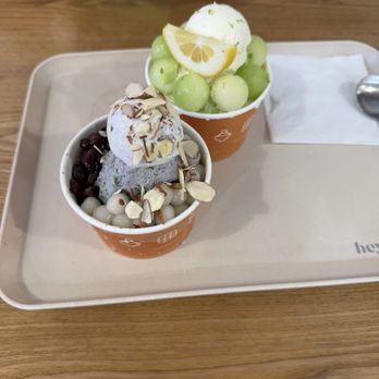 Heybings - Melon Lime Breeze and Bingsu Black Sesame Bingsu - Desserts Near Me - Costa Mesa, California