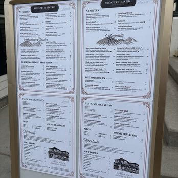 Prospect Bistro - Menu posted outside June 2026 - New American Near Me - Estes Park, Colorado Prospect Bistro - Menu posted outside June 2026 - New American Near Me - Estes Park, Colorado
