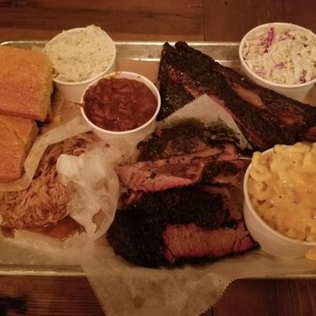 Hometown Bar-B-Que - Beef rib, brisket, and pulled pork. Corn bread, large Mac and cheese & slaw, small baked beans and potatoe salad. - Barbeque Near Me - Brooklyn, New York