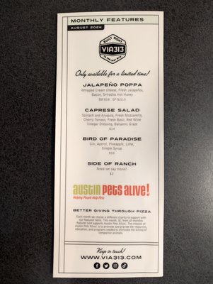 Menu photo 8 Via 313 Pizza Round Rock, TX